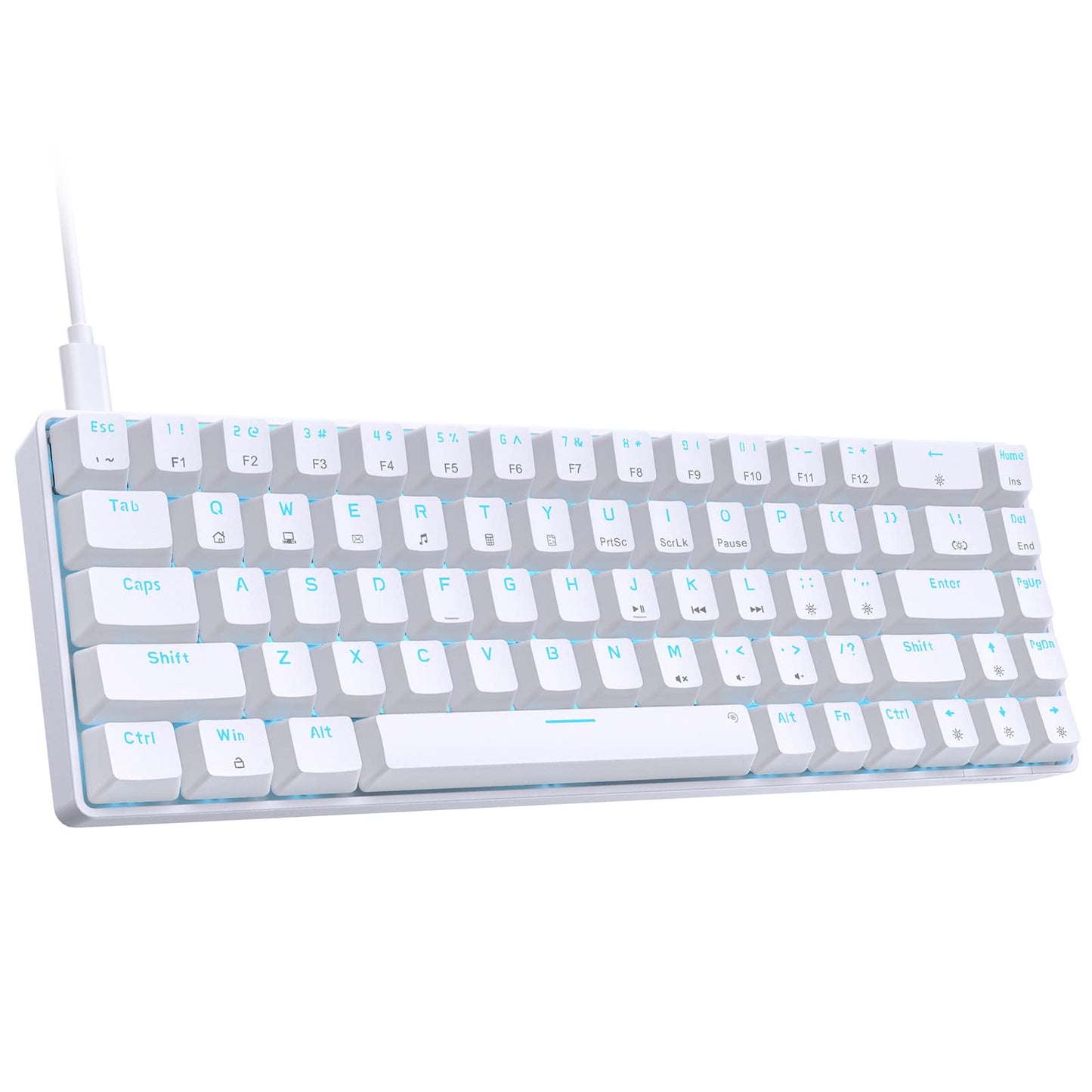 DIERYA T68SE 60% Gaming Mechanical Keyboard Ultra Compact Mini 68 Key with Red Switches Wired Keyboard Anti-Ghosting Keys for Windows Laptops and PC Gamers White