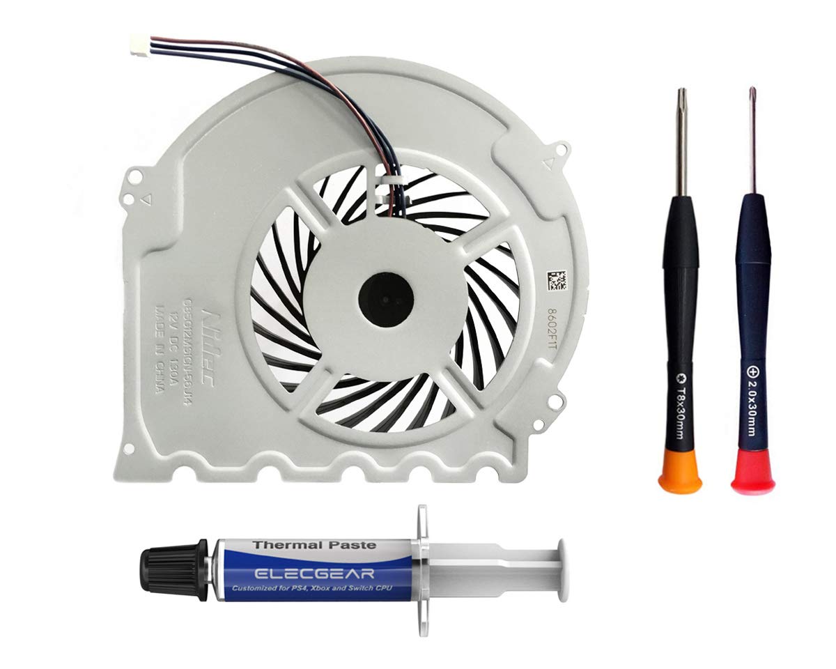 ElecGear Replacement Internal Cooling Fan for PS4 Slim CUH-2avoid completely - CPU Heatsink Cooler Arctic MX-2 Thermal Compound Paste TR8 Toformula Security PH00 Screwdriver Repair Tool Kit for PlayStation 4 Slim