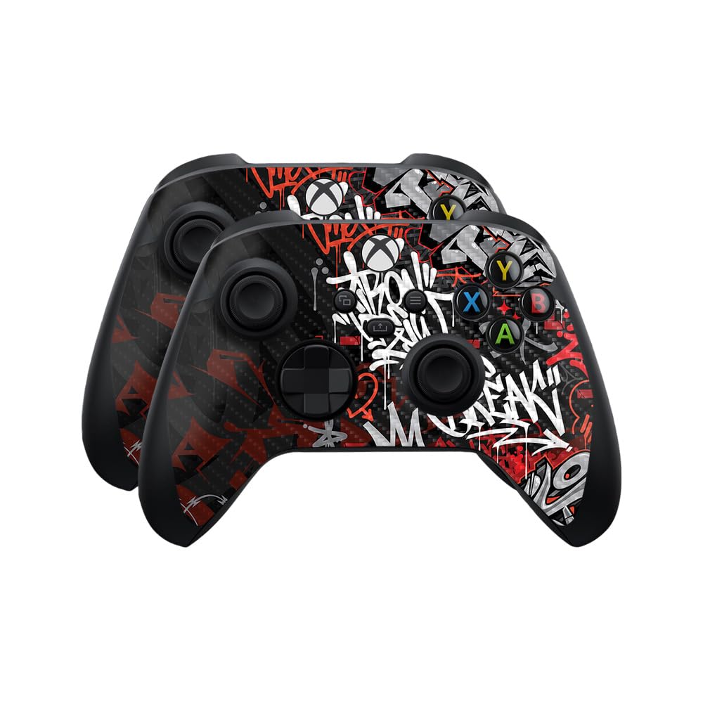 Carbon Fiber Skin Compatible with Microsoft Xbox Series X|S Controller (2 Pack) - Red Tag - Premium 3M Vinyl Protective Wrap Decal Cover - Easy to Apply | Crafted in The USA by MightySkins