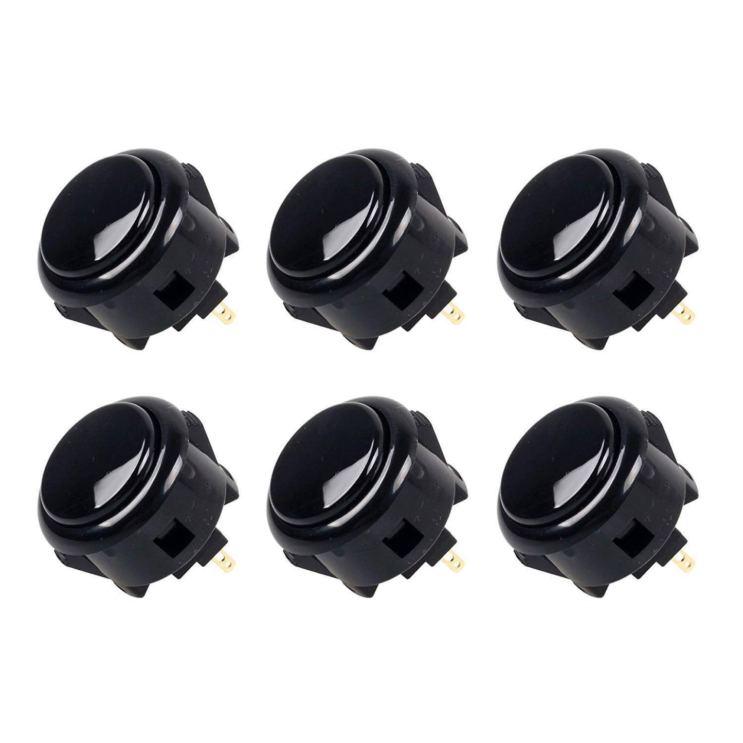 SANWA 6 pcs OBSF-30 Original Push Button 30mm - for Arcade Jamma Video Game & Arcade Joystick Games Console (Black) SatNWA