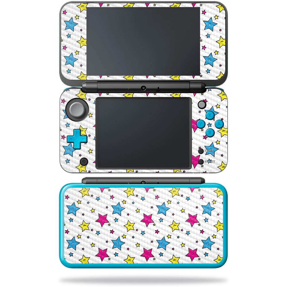 MightySkins Carbon Fiber Skin for Nintendo New 2DS XL - Smiley Stars | Protective Durable Textured Carbon Fiber Finish | Easy to Apply Remove and Change Styles | Made in The USA