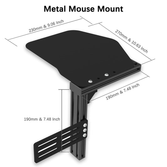 EG STARTS Metal Mouse Pads Mount Holder Platform for HOTAS Joystick, 10.6L x 9.4W inches, Black, Compatible with Flight Simulation Setup