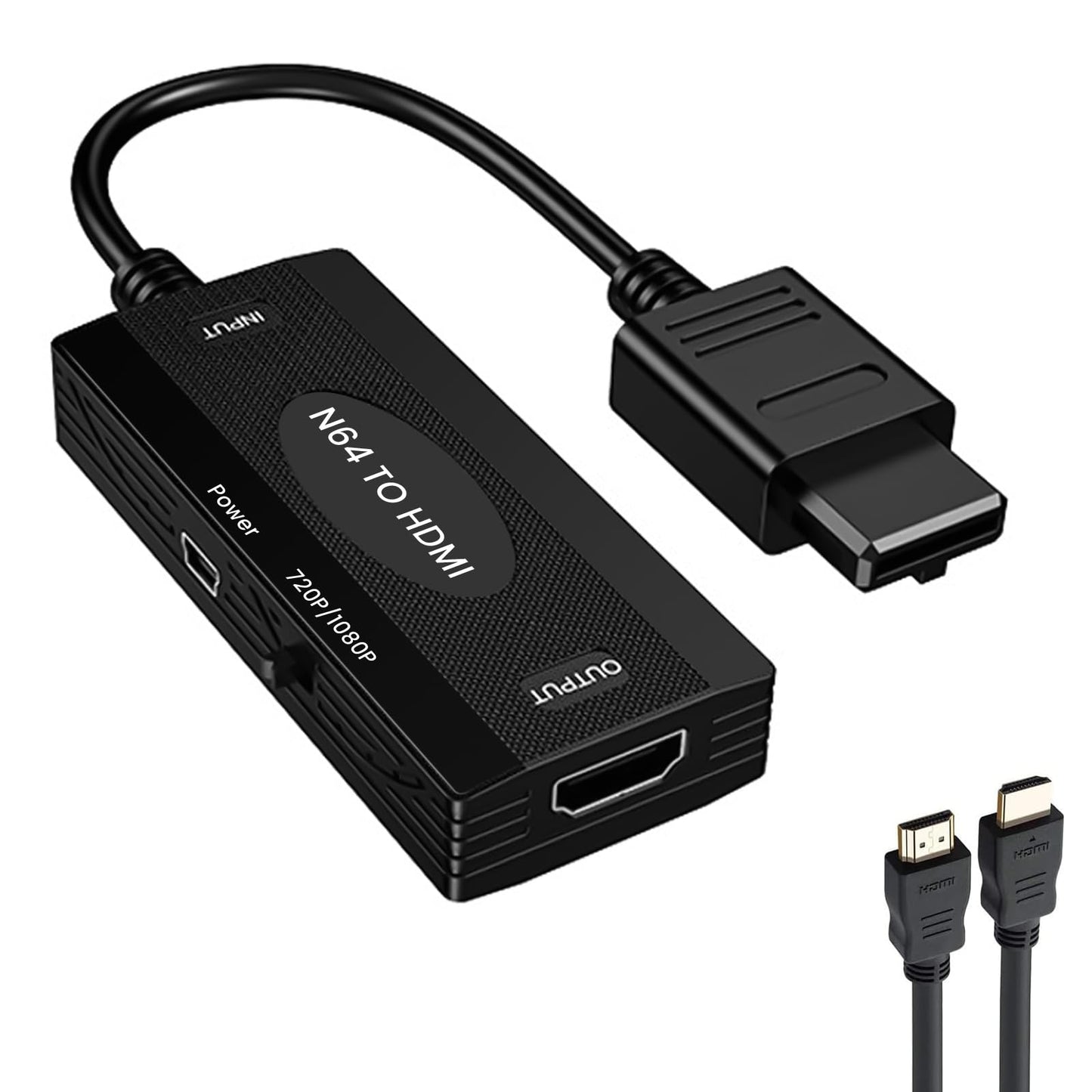 Ozvavzk N64 to HDMI Adapter Converter for N64/SNES/NGC Retro Game Console Support 16:9/4:3 Conversion HD 1080P/720P Display Plug and Play(Include Hdmi Cable) (N64 to HDMI)
