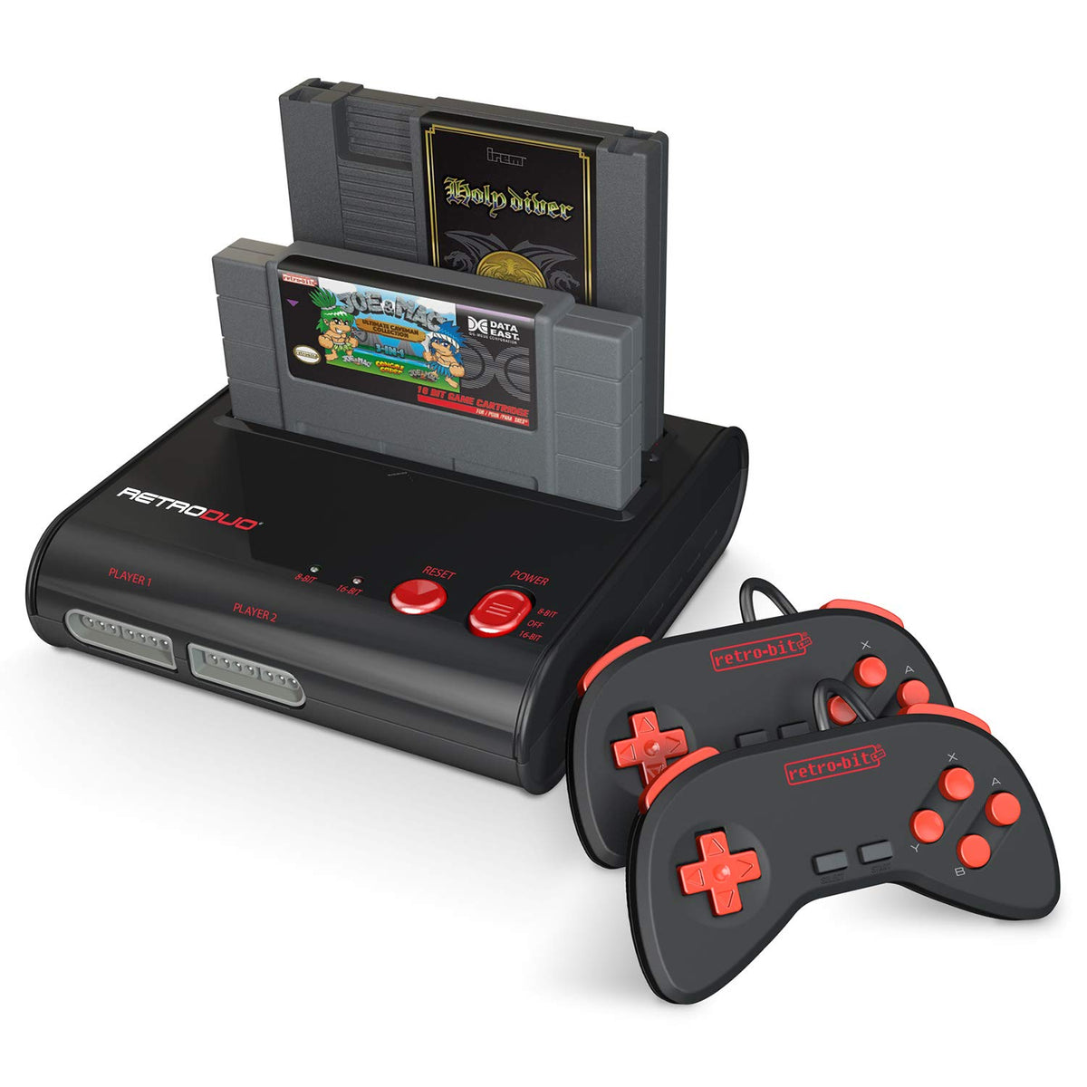 Retro-Bit Retro Duo 2 in 1 Console System - for Original NES/SNES & Super Nintendo Games - Black/Red