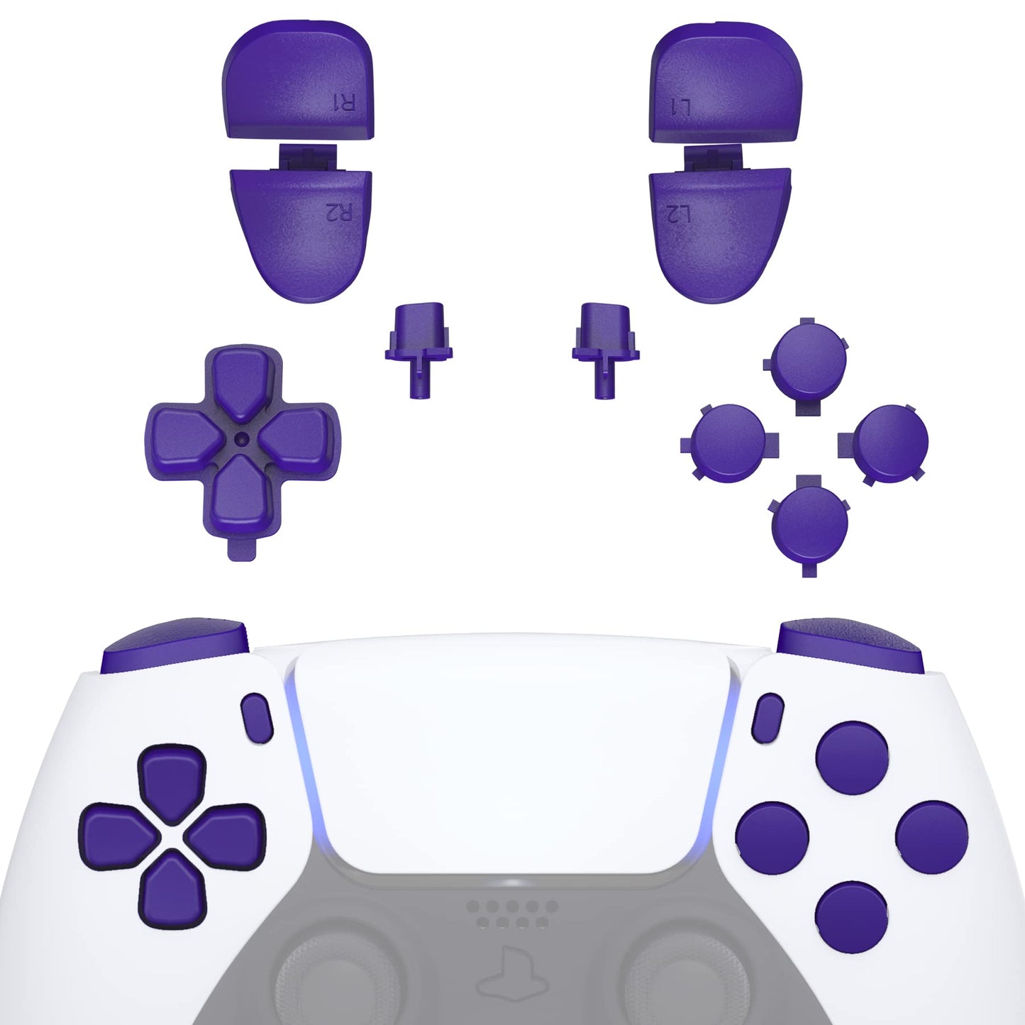eXtremeRate Replacement D-pad R1 L1 R2 L2 Triggers Share Options Face Buttons Purple Full Set Buttons Compatible with ps5 Controller BDM-030 BDM-040 BDM-050 - Controller NOT Included