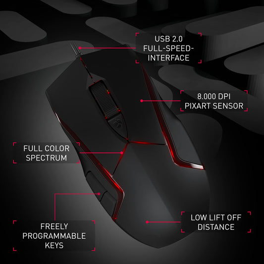 Cherry JM-3000-2 RGB Black Wired Gaming Mouse - Ergonomic Design, High Precision