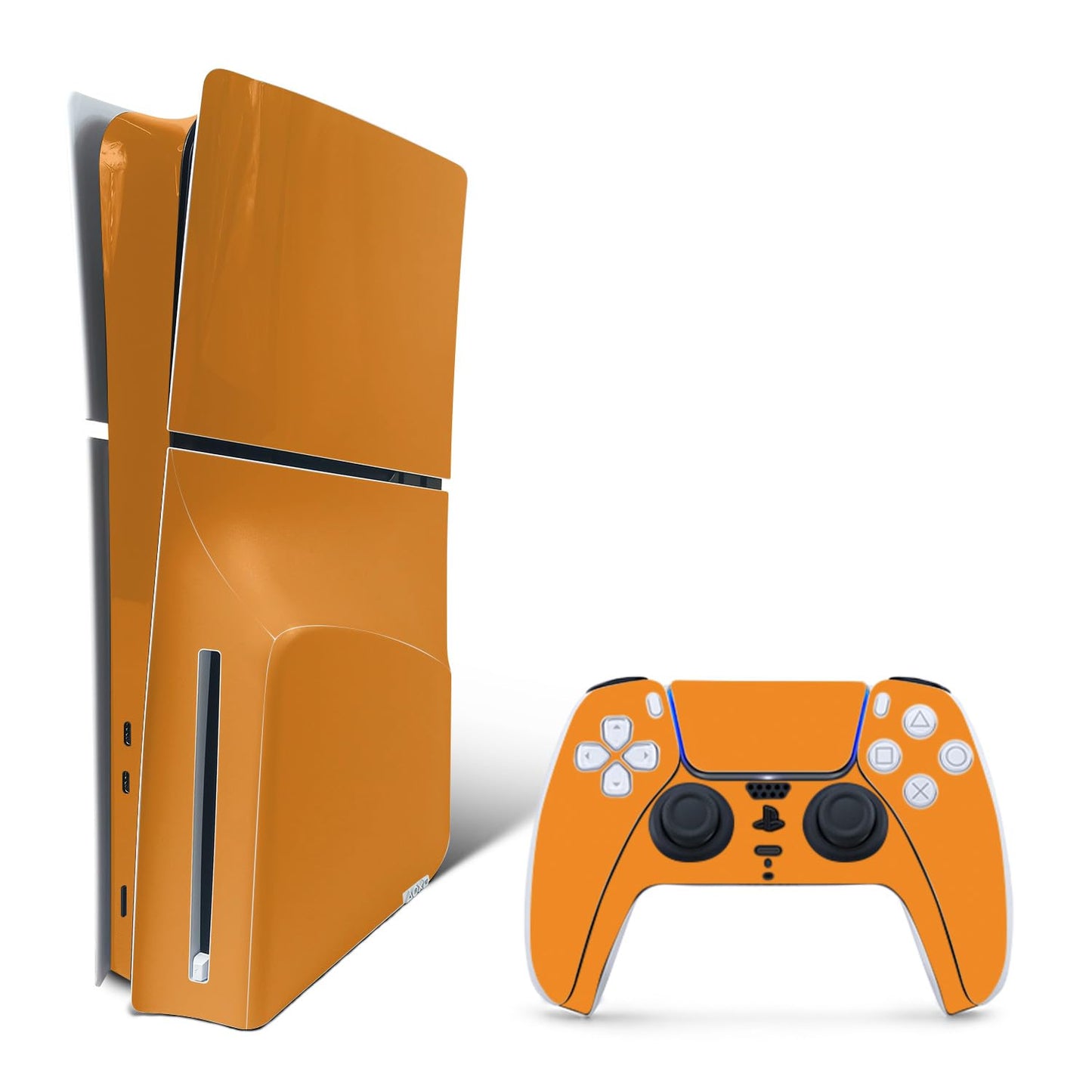 MightySkins Skin Compatible with PlayStation 5 Slim Disk Edition Bundle - Solid Orange | Protective Durable and Unique Vinyl Decal wrap Cover | Easy to Apply | Made in The USA