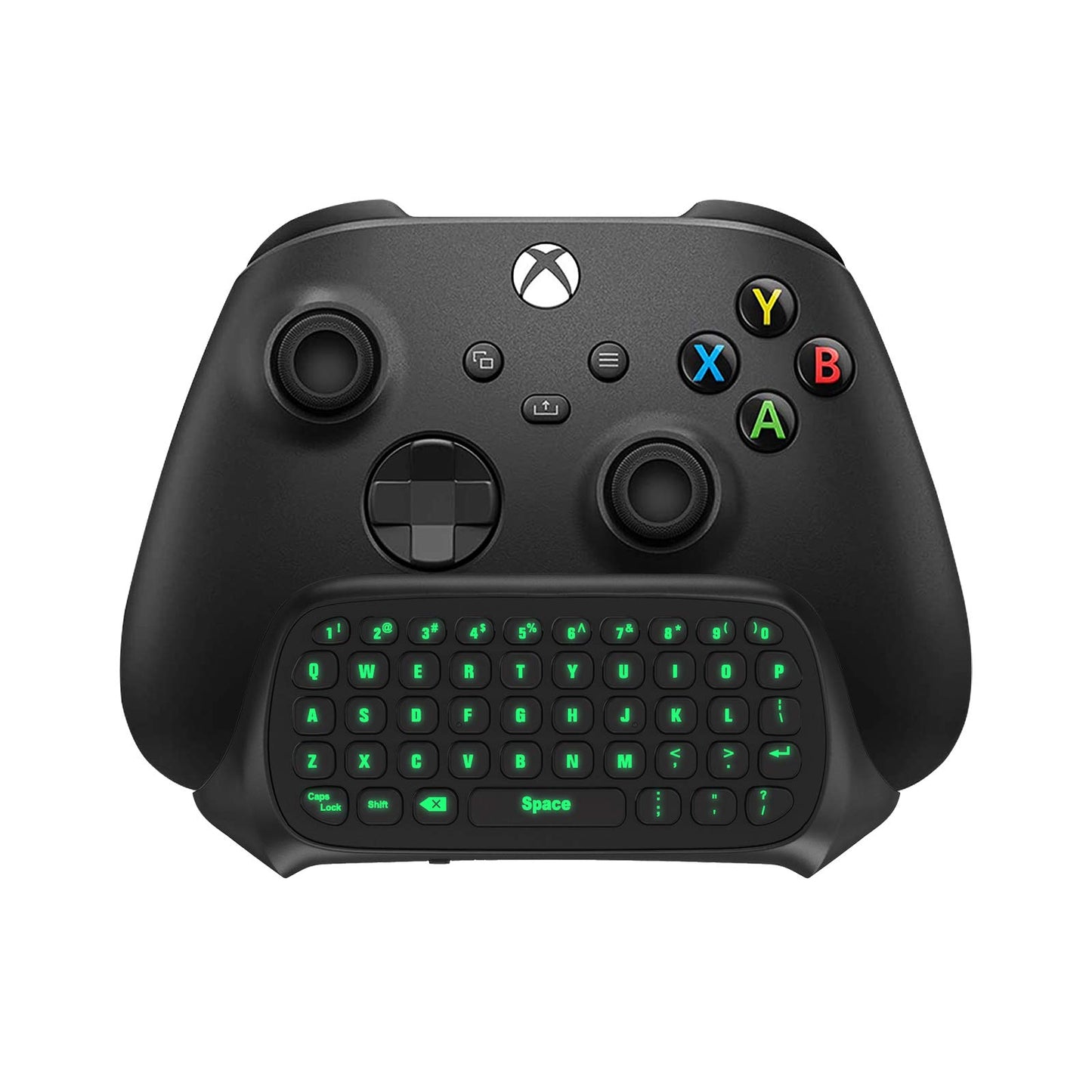 TiMOVO Green Backlight Keyboard for Xbox One Xbox Series X/S Wireless Chatpad Message KeyPad with Headset & Audio Jack Mini Game Keyboard Fit Xbox One/One S/One Elite/2 2.4G Receiver Included Black
