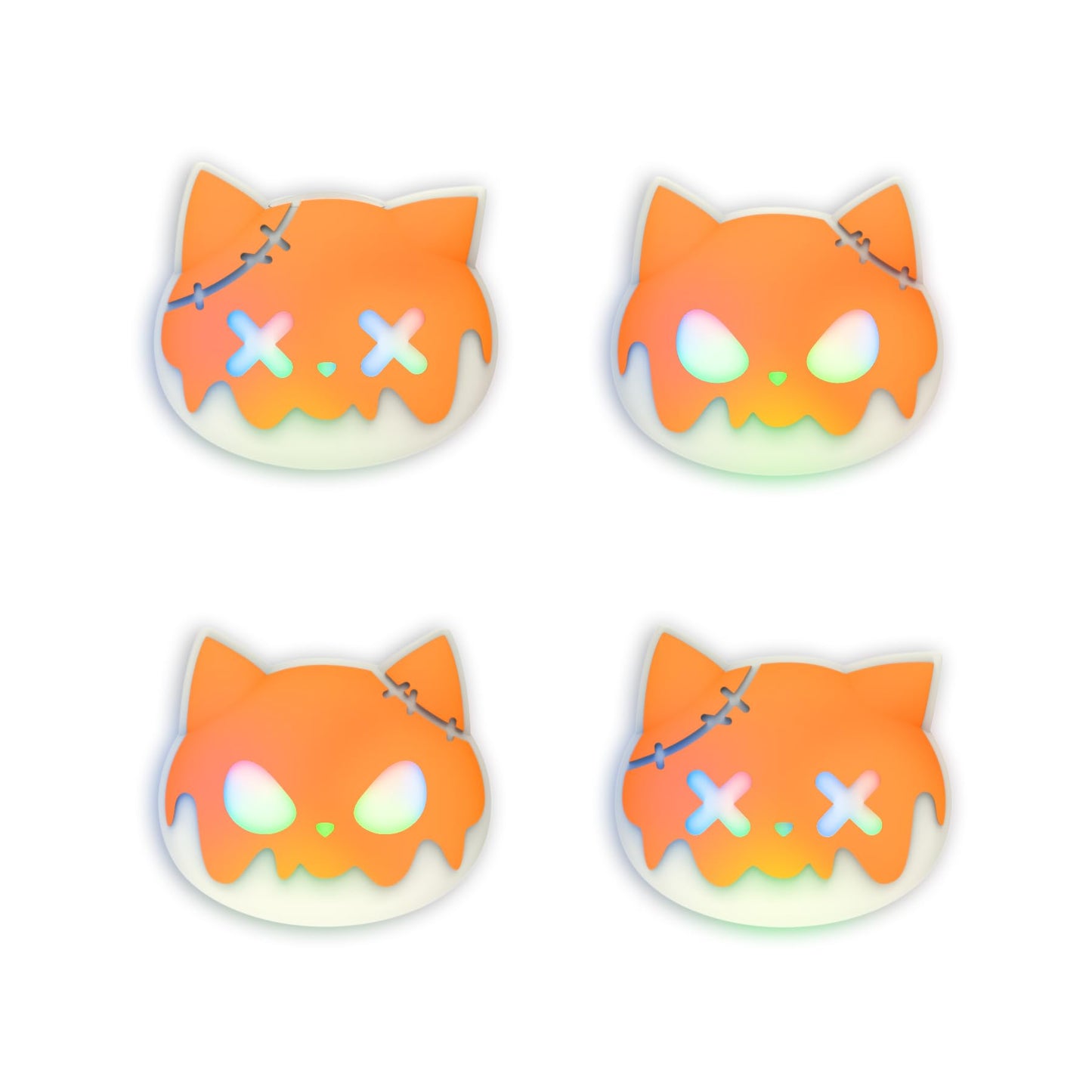 PlayVital Cute Universal Illuminated LED Thumbstick Grips for ps5 for ps4 Joystick Caps for Xbox Series X/S for Xbox One Switch Pro Controllers Joystick Protection - Tricky Kitty & Dorky Kitty