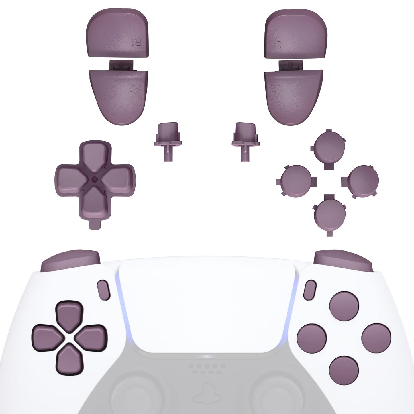 eXtremeRate Replacement D-pad R1 L1 R2 L2 Triggers Share Options Face Buttons Dark Grayish Violet Full Set Buttons Compatible with ps5 Controller BDM-030 BDM-040 BDM-050 - Controller NOT Included