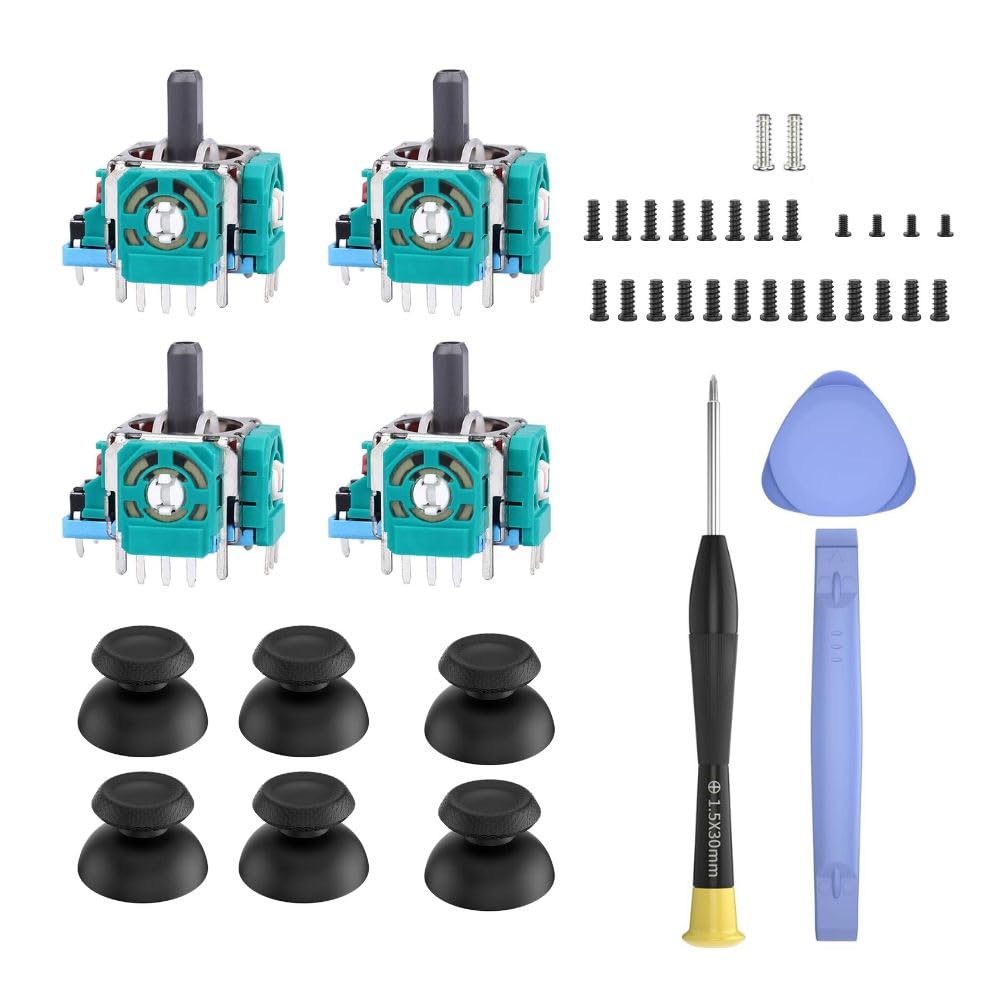 4PCS PS5 Analog Stick Replacement for Sony PlayStation 5 Controller Joystick Repair Kit Fix Drift & Enhance Grip with 3D Analog Joysticks Thumbstick Caps Tools & Screws