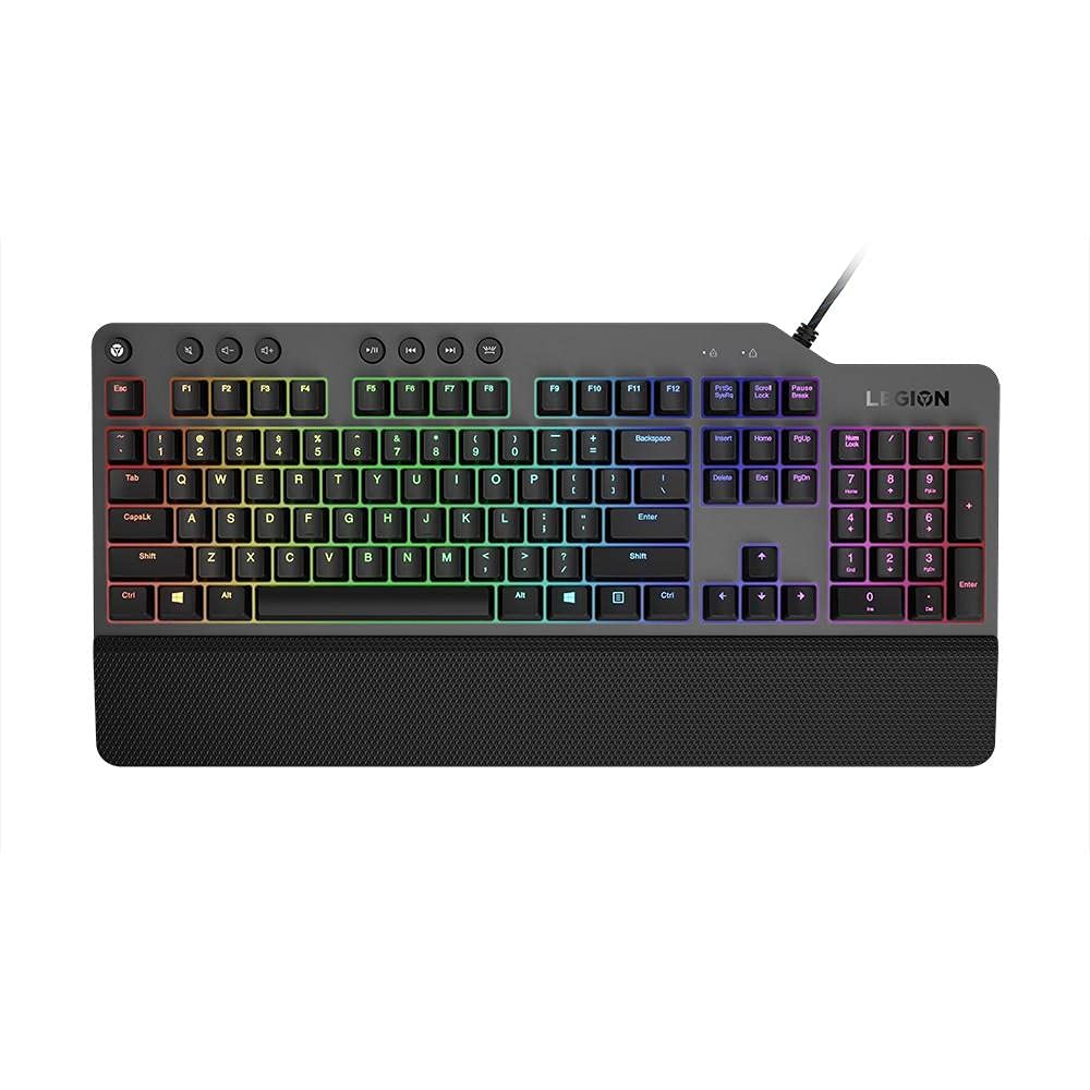 Lenovo GY40T26478 Legion K500 RGB Mechanical Gaming Keyboard 3 ZONE Full-size Keyboard 7 user Programmable Hot Keys; 16.8 Million Colors 50 Million-Click Red Mechanical Keys Detachable Palm Rest