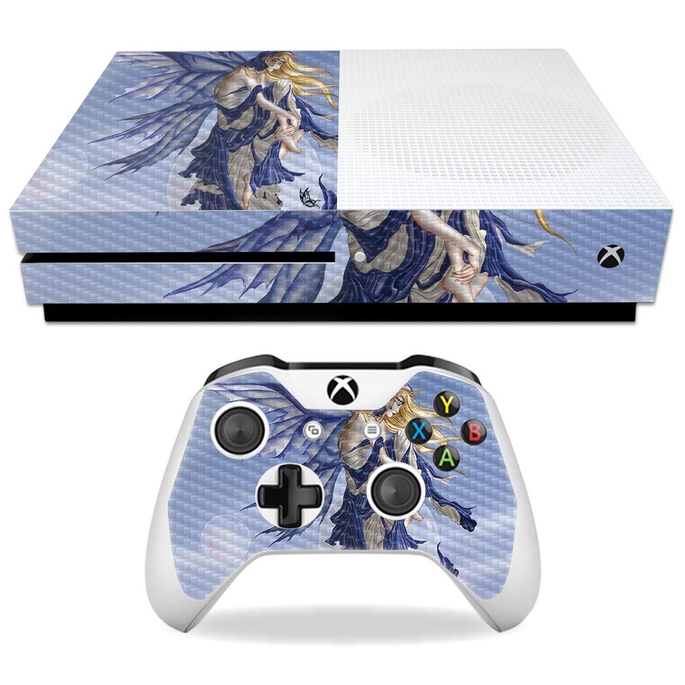 MightySkins Carbon Fiber Skin for Microsoft Xbox One S - Blue Dreams | Protective Durable Textured Carbon Fiber Finish | Easy to Apply Remove and Change Styles | Made in The USA