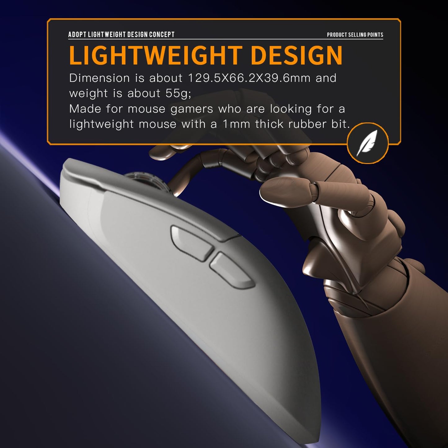 Darmoshark M3 Pro Wireless Gaming Mouse - Tri-Mode 2.4G/USB-C/Bluetooth, 26KDPI, 55g, White