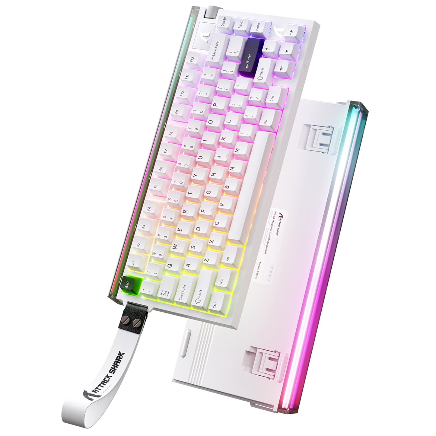 ATTACK SHARK R85 HE Wired 75% Rapid Trigger Mechanical Gaming Keyboard with Custom Lightbox 8KHz Polling Rate 0.005mm RT Accuracy 0.08MS Latency Hall Effect Magnetic Switch Driver for PC-Star White