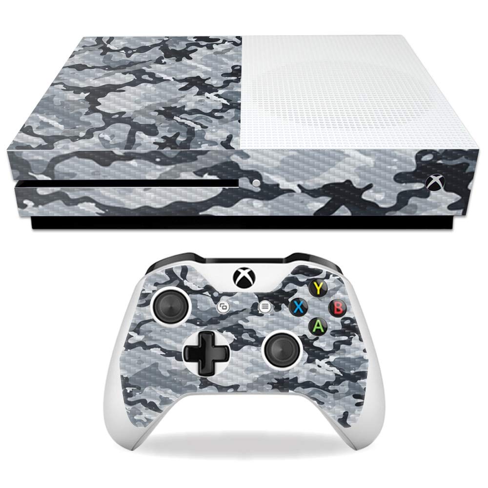 MightySkins Carbon Fiber Skin for Microsoft Xbox One S - Gray Camouflage | Protective Durable Textured Carbon Fiber Finish | Easy to Apply Remove and Change Styles | Made in The USA