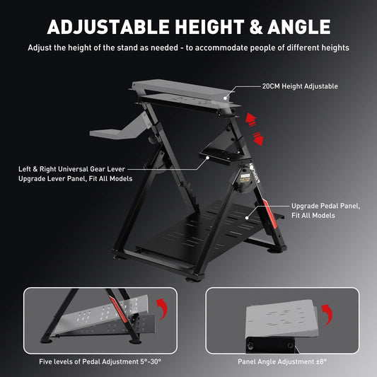 GTPLAYER Sim Racing Wheel Stand Cockpit for Logitech G25/G27/G29/G920/G923, Black, PRO Edition