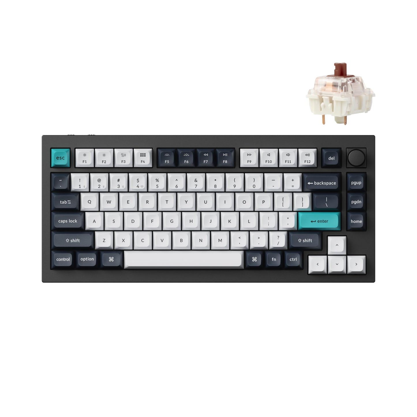 Keychron Q1 Max RGB QMK/VIA Custom Mechanical Keyboard Hot-Swappable Full Metal Programmable Knob with Gateron Jupiter Brown Switch 2.4 GHz/Bluetooth/Wired Gaming Keyboard for Mac Windows Linux
