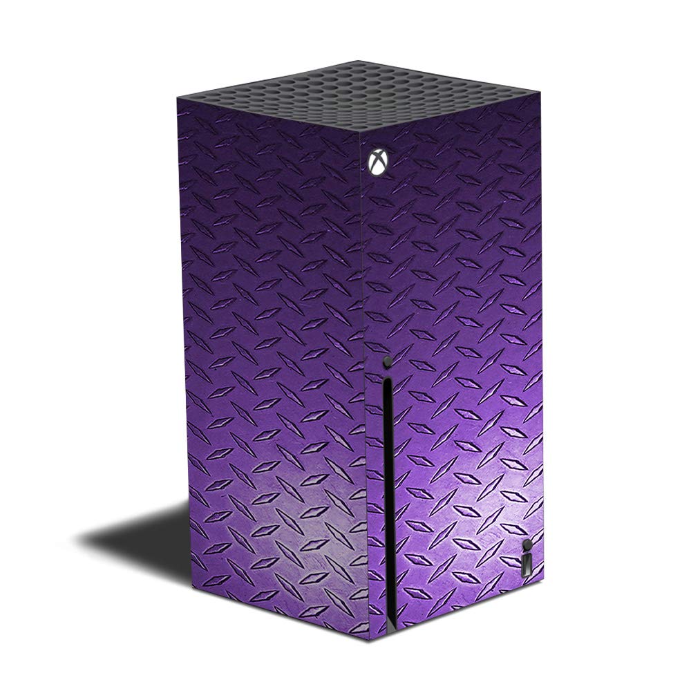 MightySkins Skin Compatible with Xbox Series X - Purple Diamond Plate | Protective Durable and Unique Vinyl Decal wrap Cover | Easy to Apply | Made in The USA