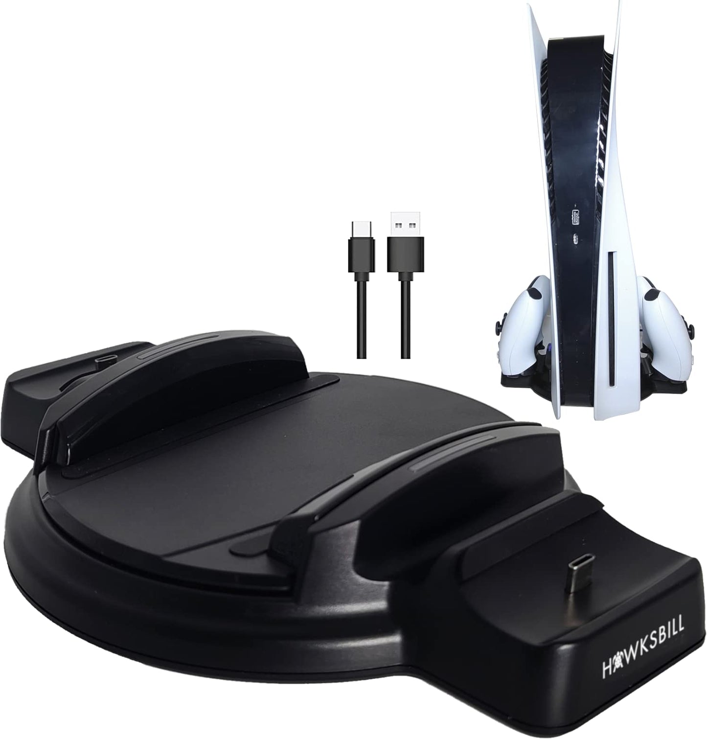 Hawksbill PS5 2 in 1 Console stand and Dual charging station DualSense Fast Charging for Playstation 5 Controllers