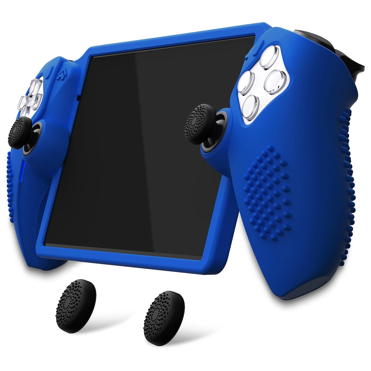 PlayVital Design for PS Portal Silicone Protective Case with Thumb Grips - Enhanced Grip Comfort | Anti-Slip 3D Studded Design | Full Protection Blue