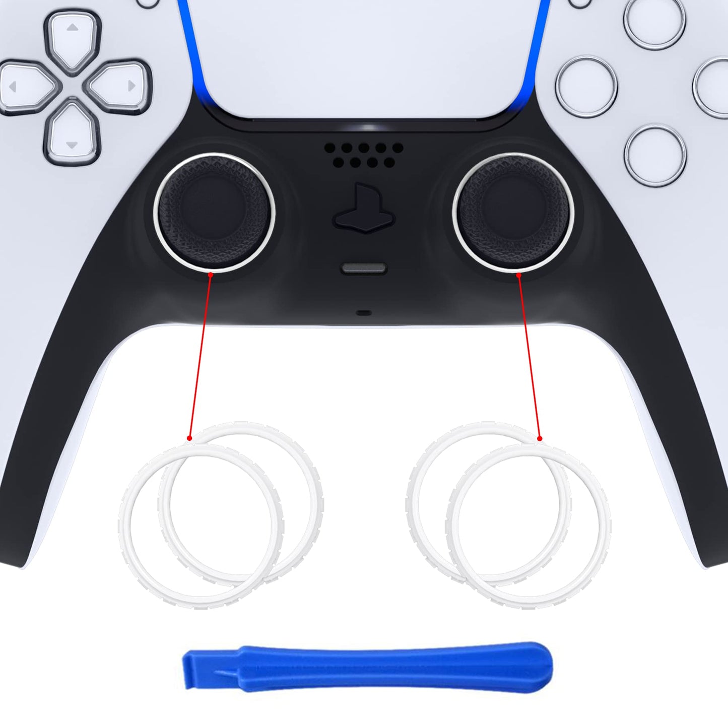 eXtremeRate White Replacement Accessories for PS5 Controller Custom Accent Rings for PS5 Controller - Controller NOT Included