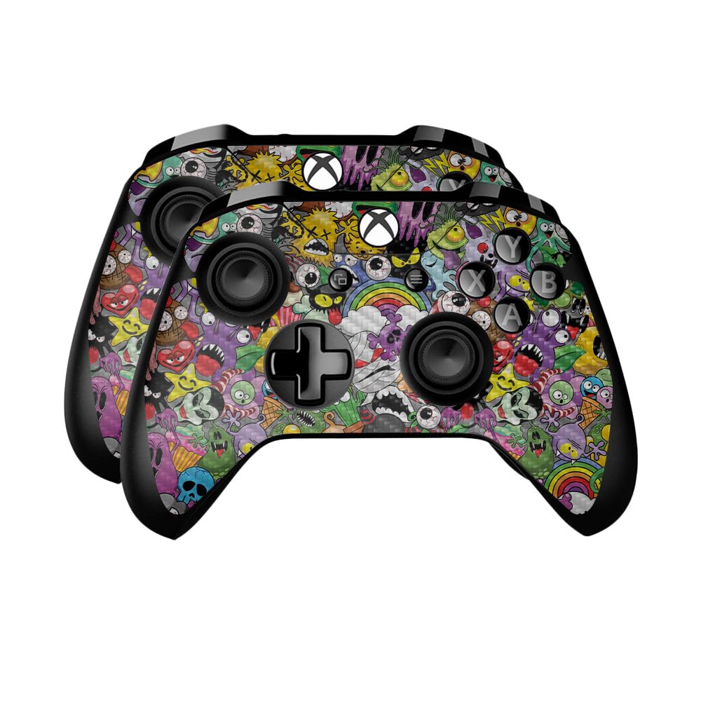 Carbon Fiber Skin Compatible with Microsoft Xbox One Controller (2 Pack) - Monster Mash - Premium 3M Vinyl Protective Wrap Decal Cover - Easy to Apply | Crafted in The USA by MightySkins