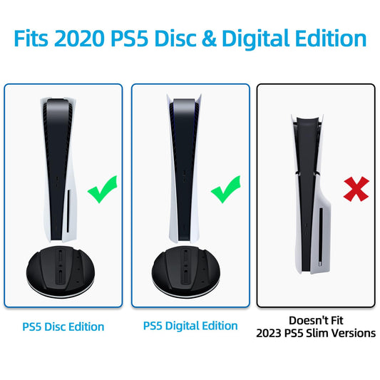 Mcbazel RGB Vertical Stand for PS5 - LED Base, USB Hub, Black, Model MT-050087 (Not for PS5 Slim/Pro)