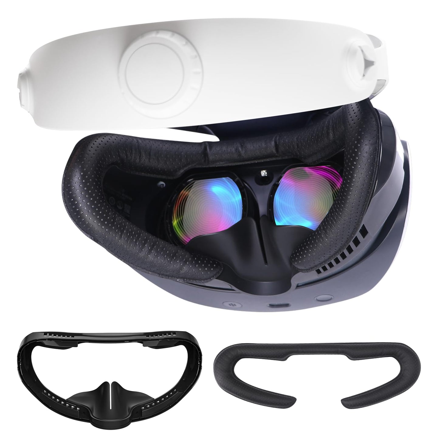 VR Face Pad for PlayStation VR2 PSVR2 Fitness Facial Interface Cushion Pad PSVR2 Face Pad Replacement Breathable Holes Leather Foam Cushion Anti-fogging Sweat-Proof Cover Accessories Set