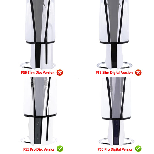 PlayVital PS5 Pro Vertical Dust Cover - Waterproof Transparent Protector Sleeve for Disc & Digital Edition, Model SKTPFM002