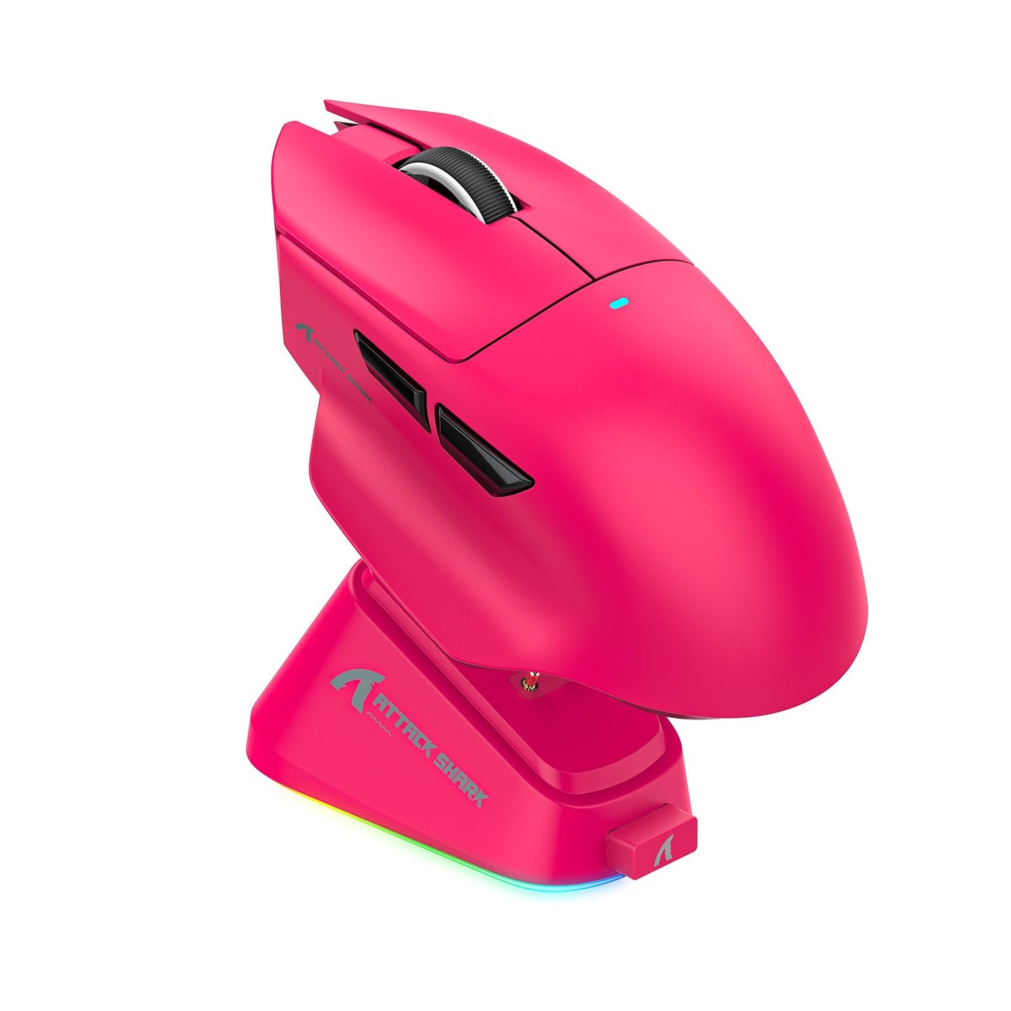 ATTACK SHARK V6 65g Superlight Wireless Gaming Mouse with RGB Magnetic Charging Dock BT/2.4GHz Wireless/Wired Mouse 1K Polling PixArt PAW3311 Sensor 25K DPI Office Gamer Mice for PC/Win/Mac(Rose)