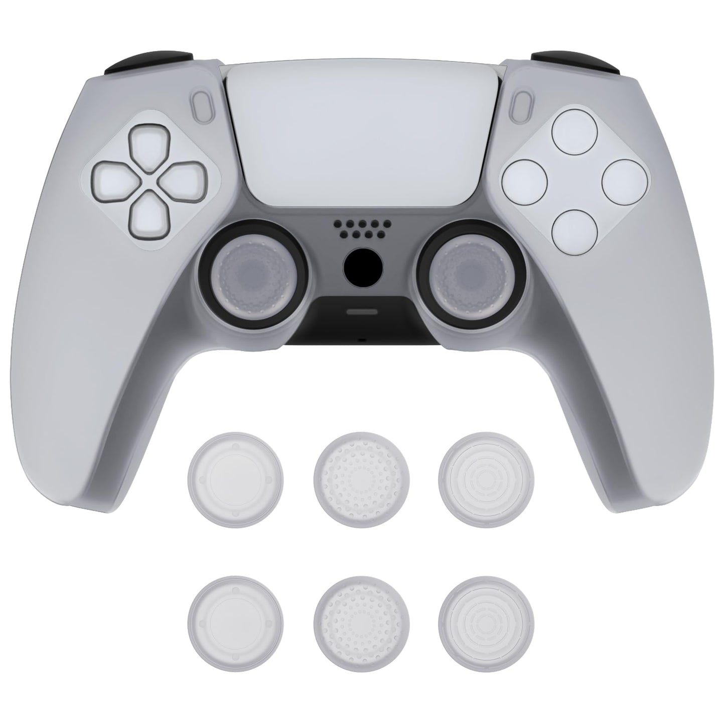 PlayVital Pure Series Dockable Model Anti-Slip Silicone Cover Skin for ps5 Controller Soft Rubber Grip Case for ps5 Wireless Controller Fits with Charging Station with Thumb Grip Caps - Clear White