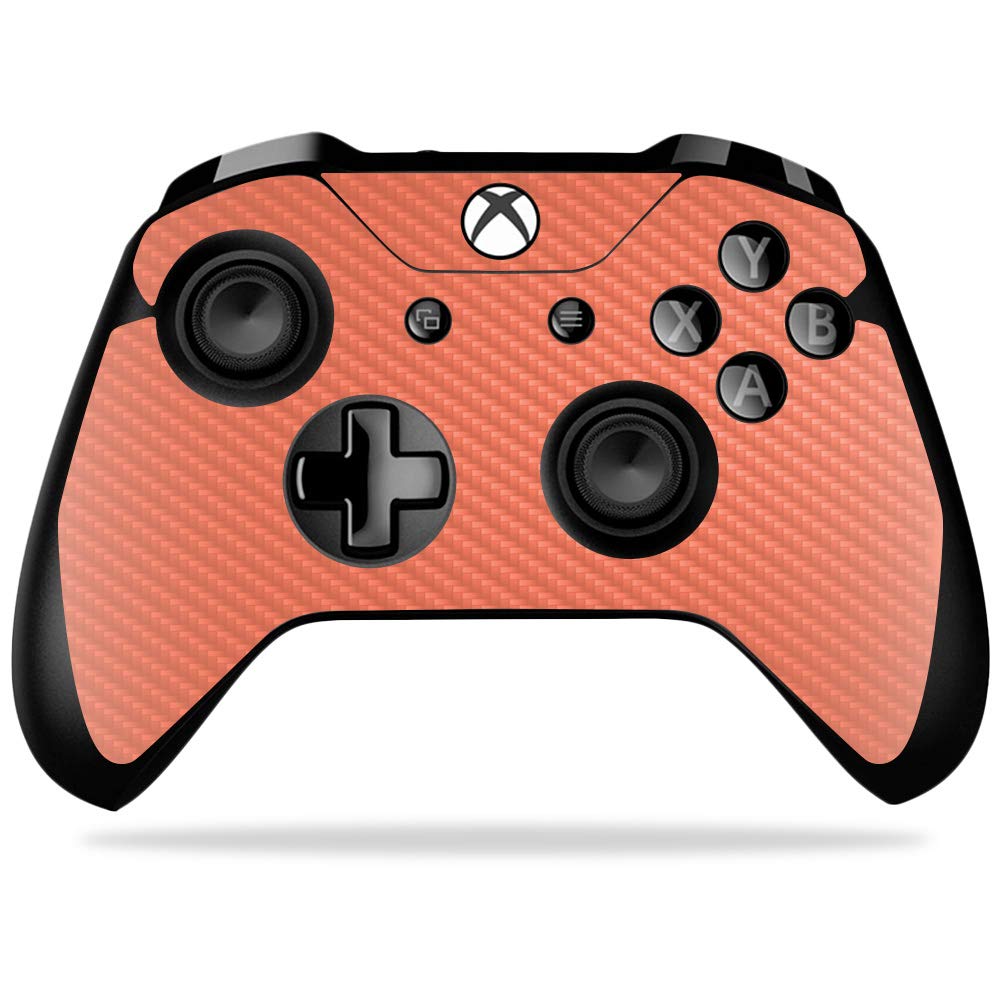 MightySkins Carbon Fiber Skin for Microsoft Xbox One X Controller - Solid Salmon | Protective Durable Textured Carbon Fiber Finish | Easy to Apply Remove and Change Styles | Made in The USA
