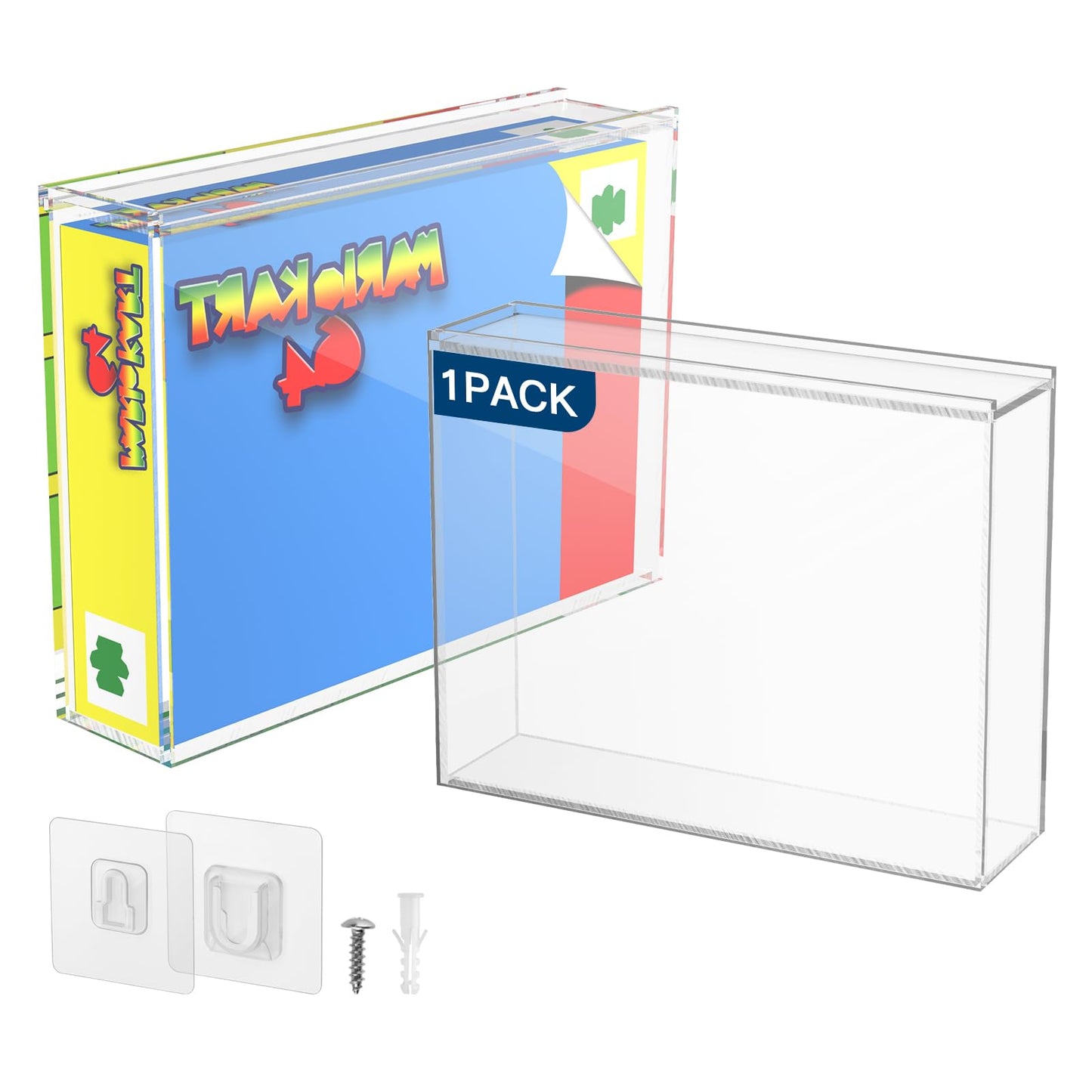 CaSZLUTION Video Game Box Protector Case for SNES / N64 Games 3MM Clear Acrylic Display Case with Wall Mount Compatible for SNES & N64 Game Box (Pack of 1)