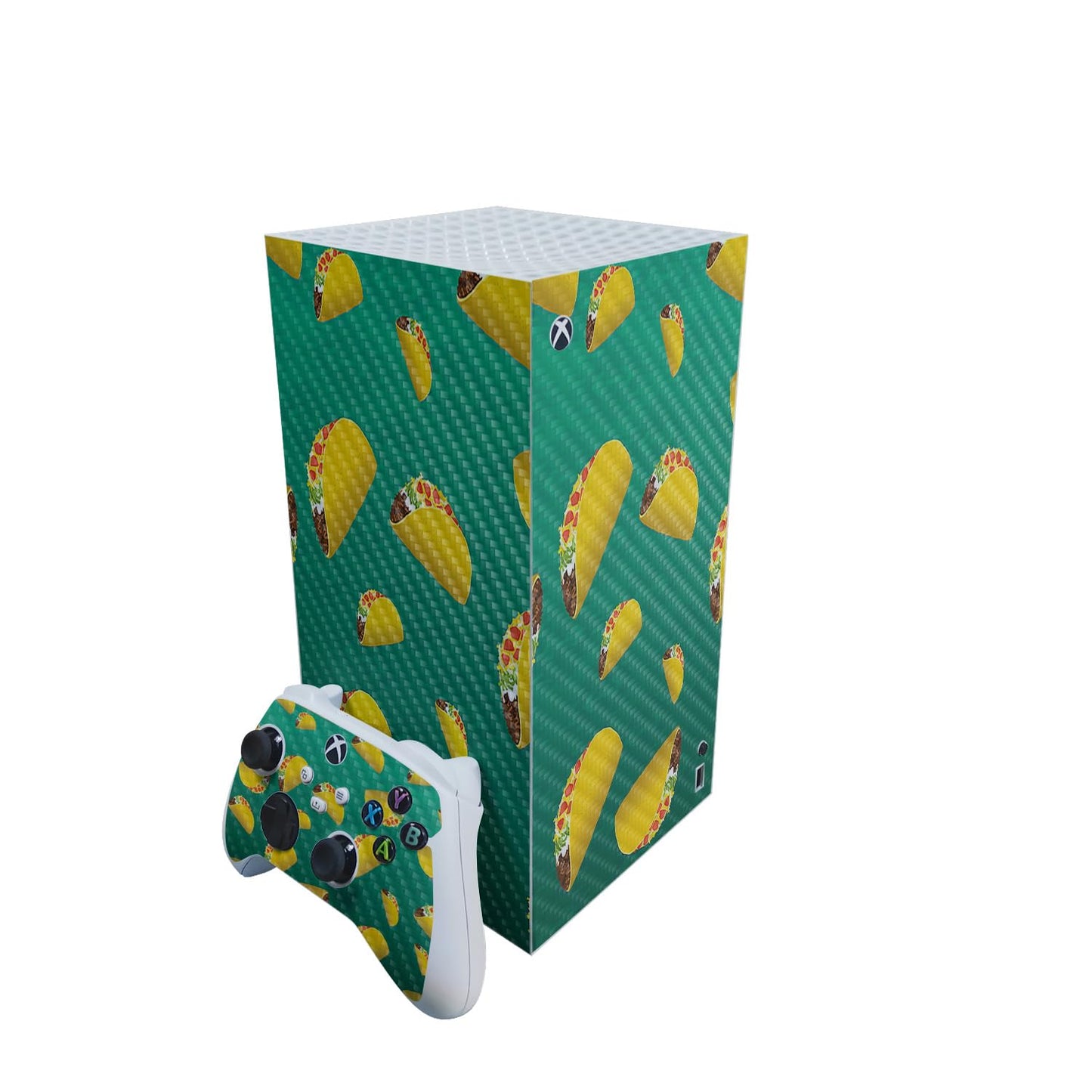 Carbon Fiber Gaming Skin Compatible with Microsoft Xbox Series X Digital Edition Bundle - Tacos - Premium 3M Vinyl Protective Wrap Decal Cover - Easy to Apply | Crafted in The USA by MightySkins