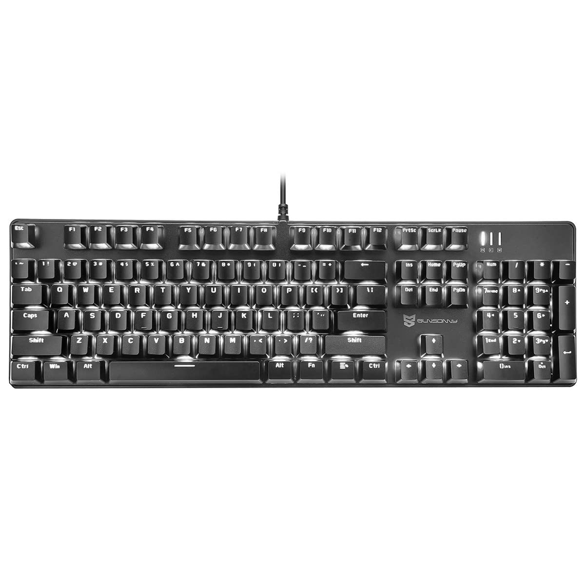 Qisan 104 Mechanical Keyboard for Gaming | Large Size USB White Backlit Gaming Keyboard Wired | US Layout Brown Switches Hot Swappable Mechanical Clicky Keyboards Compatible with PC & Laptop