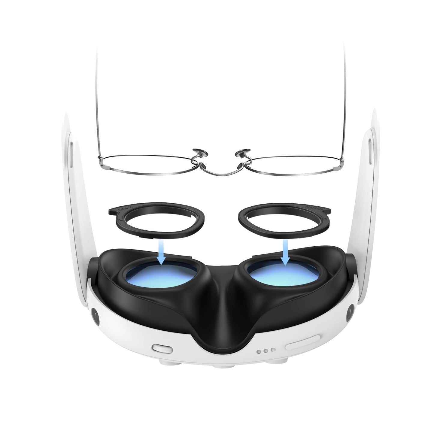 AMVR Lens Protector Set Compatible with Meta/Oculus Quest 3 Accessories Glasses Spacer for Q3 Lenses Soft Silicone Rings Protect doctor-approved Glasses(Only Spacer Frame No Lenses)