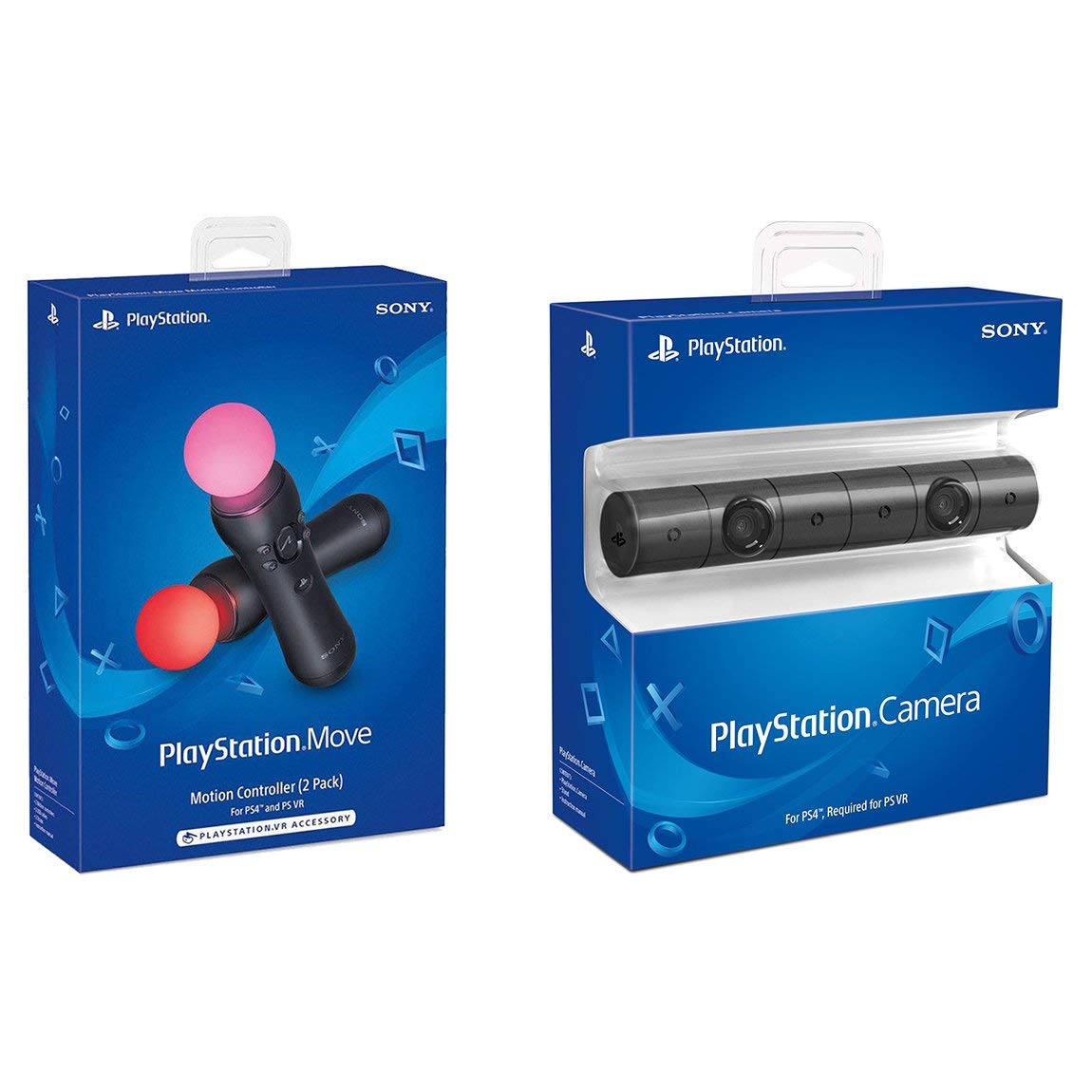 Sony PlayStation VR PSVR Camera and 2 Pack Move Motion Controllers PS4 (refurbished)