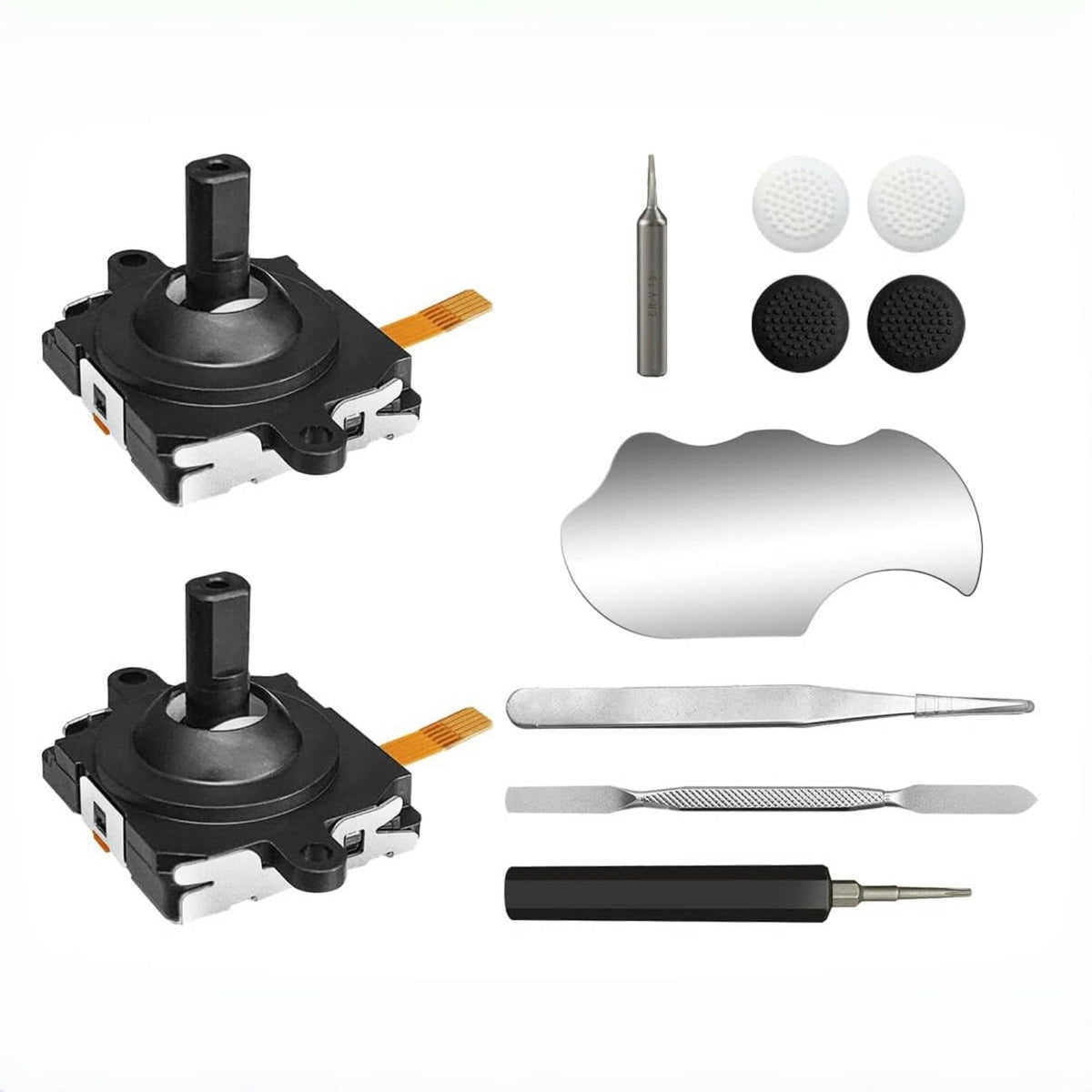 Joystick Replacement Kit for Oculus Quest 3 Controller/ Meta Quest 3 Controller(11 in one) Meta Quest 3 Controller Accessories Include 2 Joysticks T5 Screwdriver Tweezer Pry Tool 4 Thumbgrip Cap (Black-11-in-1)