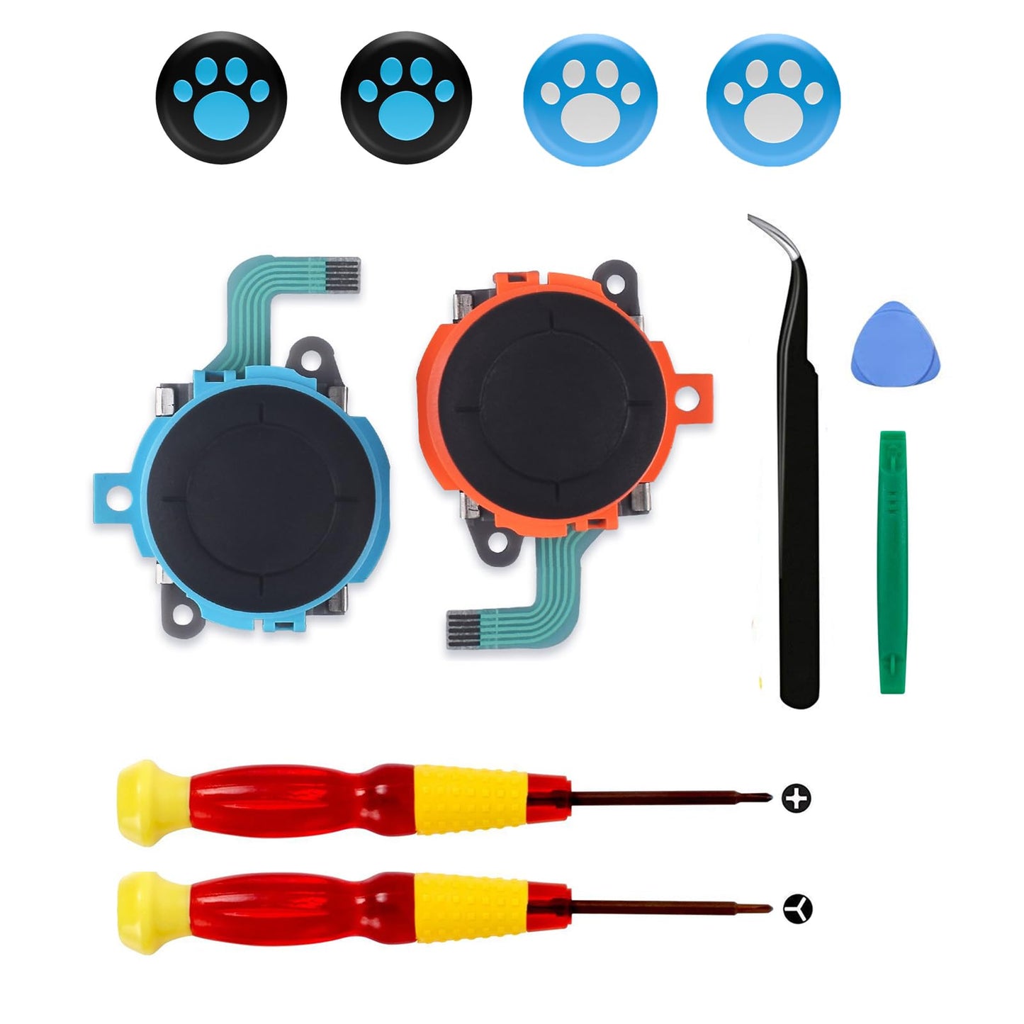 Replacement Joysticks Compatible with Nintendo Switch 2 Joycon Controller (2025) Drift Fix Repair Kit Screwdriver Pry Tools Accessories Analog Thumb Stick (Right+Left)