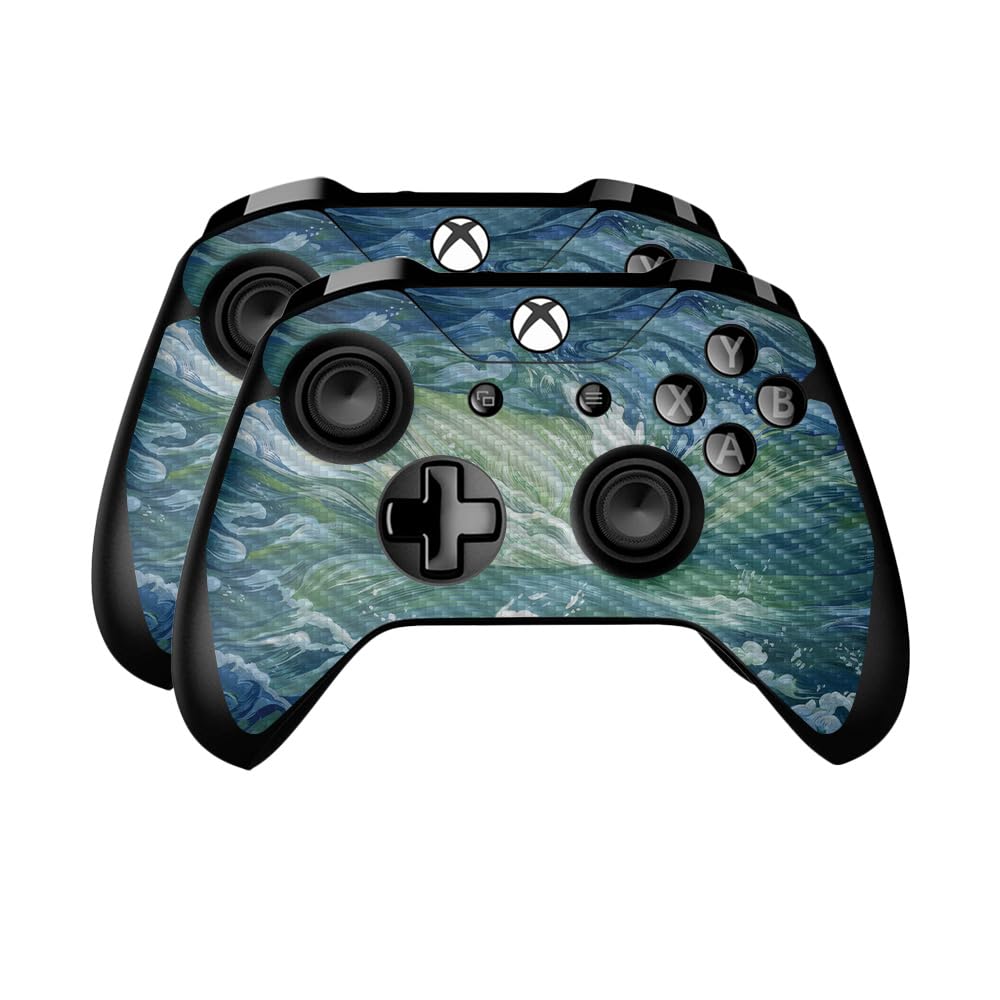 Carbon Fiber Skin Compatible with Microsoft Xbox One Controller (2 Pack) - Cyclone Wave - Premium 3M Vinyl Protective Wrap Decal Cover - Easy to Apply | Crafted in The USA by MightySkins