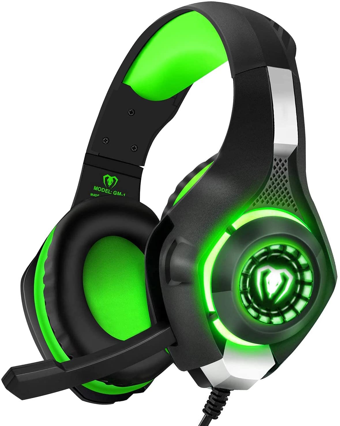 BlueFire Stereo Gaming Headset for PlayStation 4 PS4 PS5 Over-Ear Headphones with Mic and LED Lights for Xbox One PC Laptop(Green)