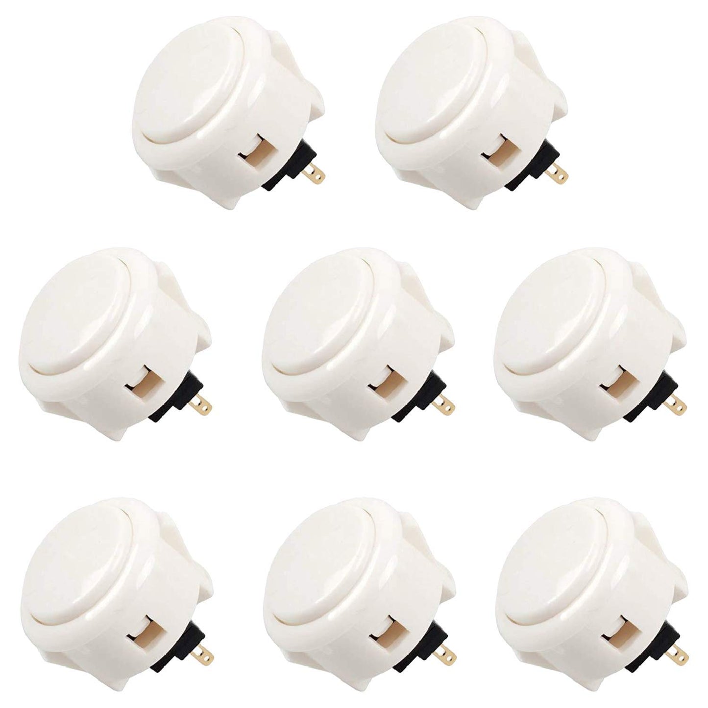Sanwa 8 pcs OBSF-30 Original Push Button 30mm - for Arcade Jamma Video Game & Arcade Joystick Games Console (White) S@NWA
