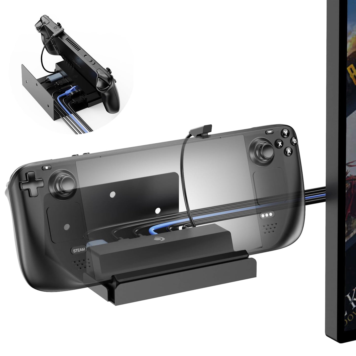 KUNSLUCK Wall Mount for Steam Deck Dock Official Steam Deck Dock Wall Mount Stand Mount Your Steam Deck on the wall or Near TV