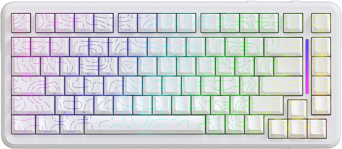 ATTACK SHARK X82 PRO HE Wireless Rapid Trigger RGB Mechanical Gaming Keyboard with Adjustable Actuation 2.4G/Wired/BT 8K Polling Rate Hall Effect Magnetic Switch 5000mAh Battery for FPS(White Contour)