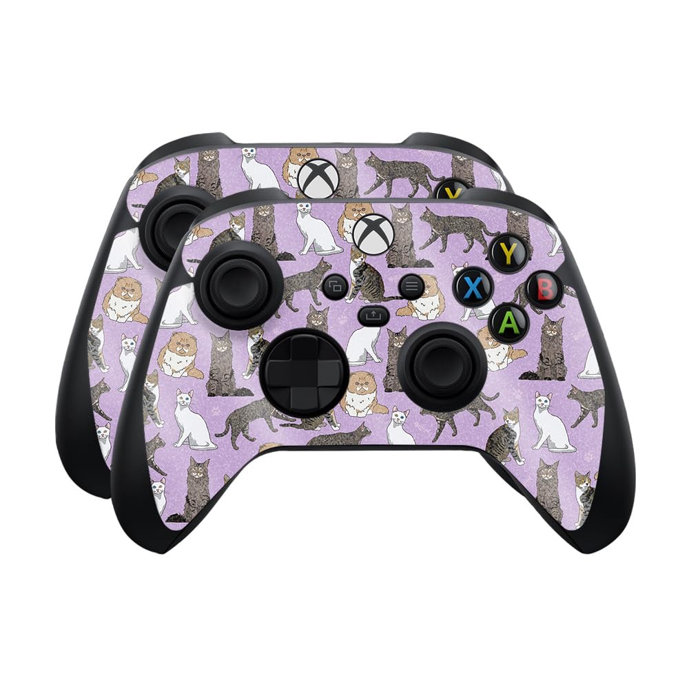 Glossy Glitter Skin Compatible with Microsoft Xbox Series X|S Controller (2 Pack) - Cat Chaos - Premium 3M Vinyl Protective Wrap Decal Cover - Easy to Apply | Crafted in The USA by MightySkins