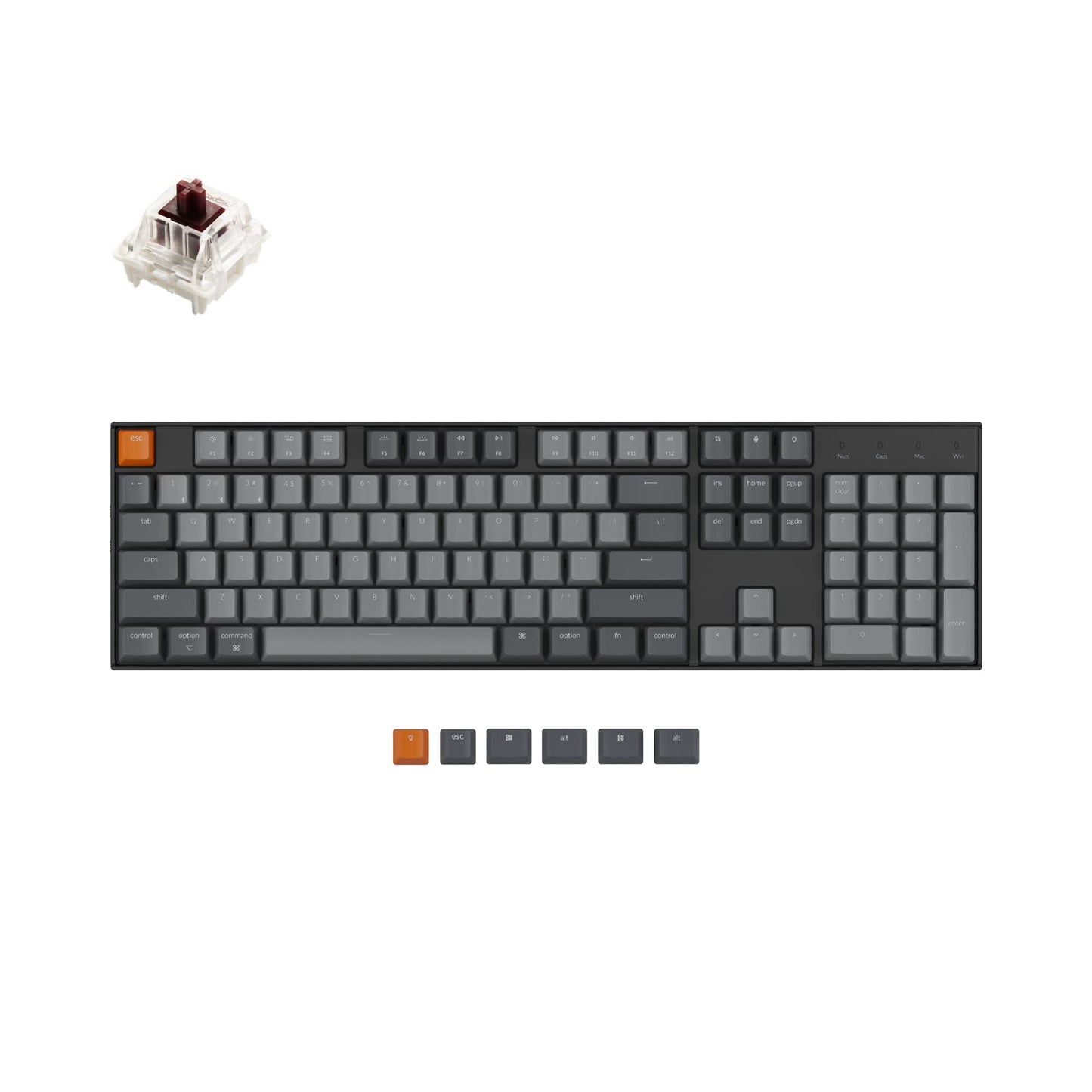 Keychron K10 Full Size Layout RGB Backlit Hot-Swappable Mechanical Gaming Keyboard for Mac Windows Multitasking 104-Key Bluetooth Wireless/USB Wired Computer Keyboard with Gateron G Pro Brown Switch