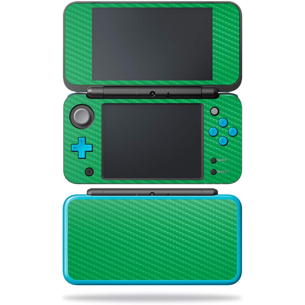 MightySkins Carbon Fiber Skin for Nintendo New 2DS XL - Green | Protective Durable Textured Carbon Fiber Finish | Easy to Apply Remove and Change Styles | Made in The USA