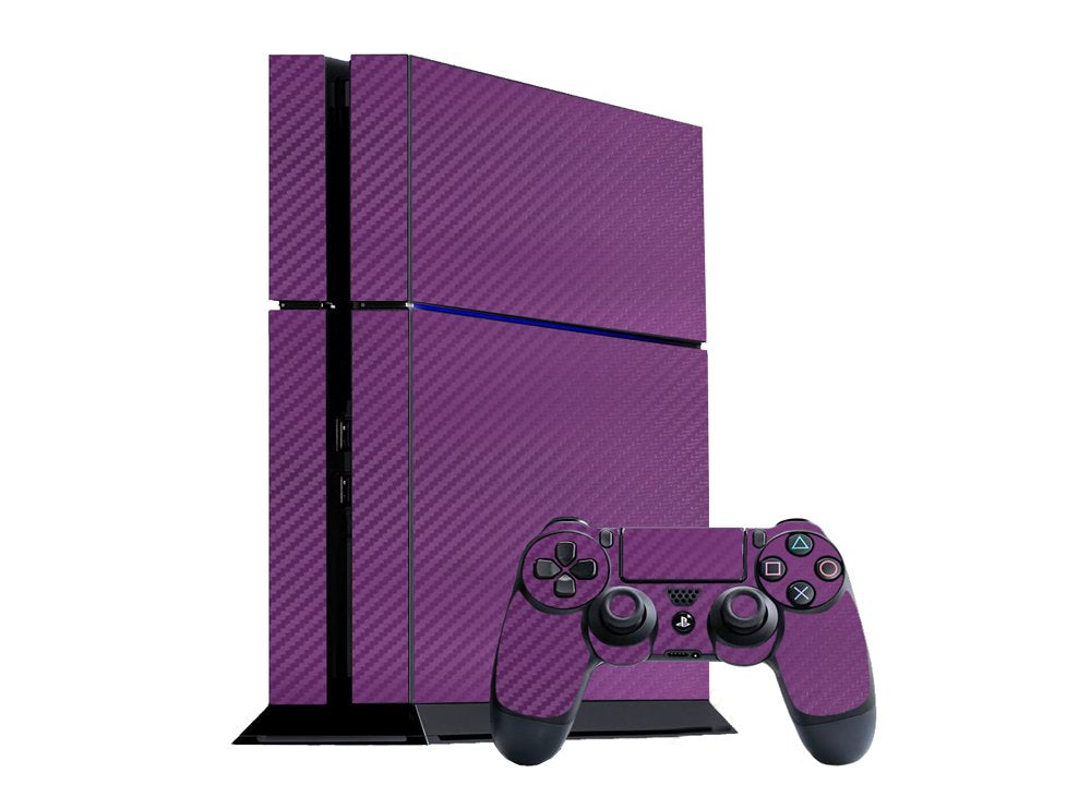 3D Carbon Fiber Purple - Air Release Vinyl Decal Mod Skin Kit by System Skins - Compatible with PlayStation 4 Console (PS4)
