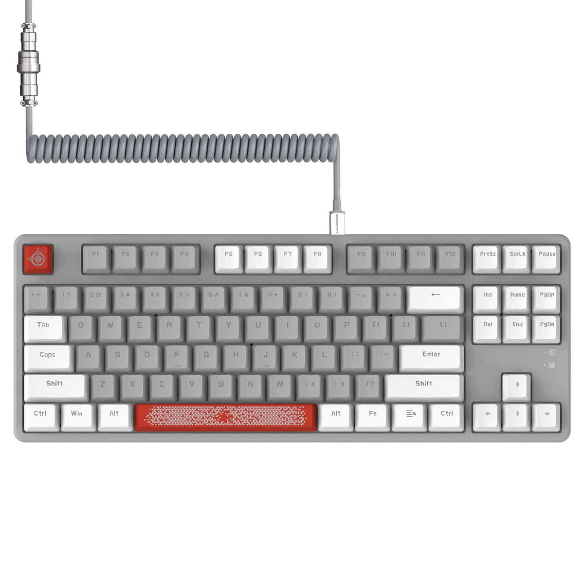 Magic-Refiner AK873 Gaming Keyboard Rainbow Led Backlit Hot-Swappable Linear Red Switch PBT Keycap 75% TKL Layout Ergonomic Mechanical Keyboard with Custom Coiled USB/Type-C Aviation Cable(White Grey)